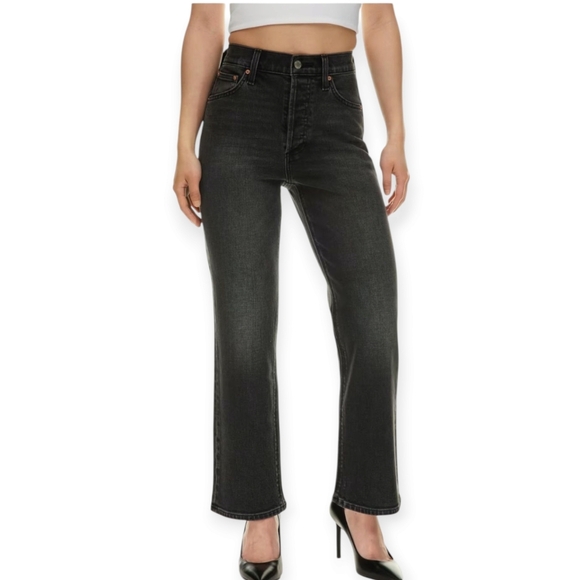 Aritzia Denim Forum The Arlo High Rise Straight Jeans in Black Licorice 31 - Picture 16 of 16